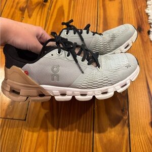 On Running Light Gray and Black Athletic Shoes size women’s 7. Wear shown